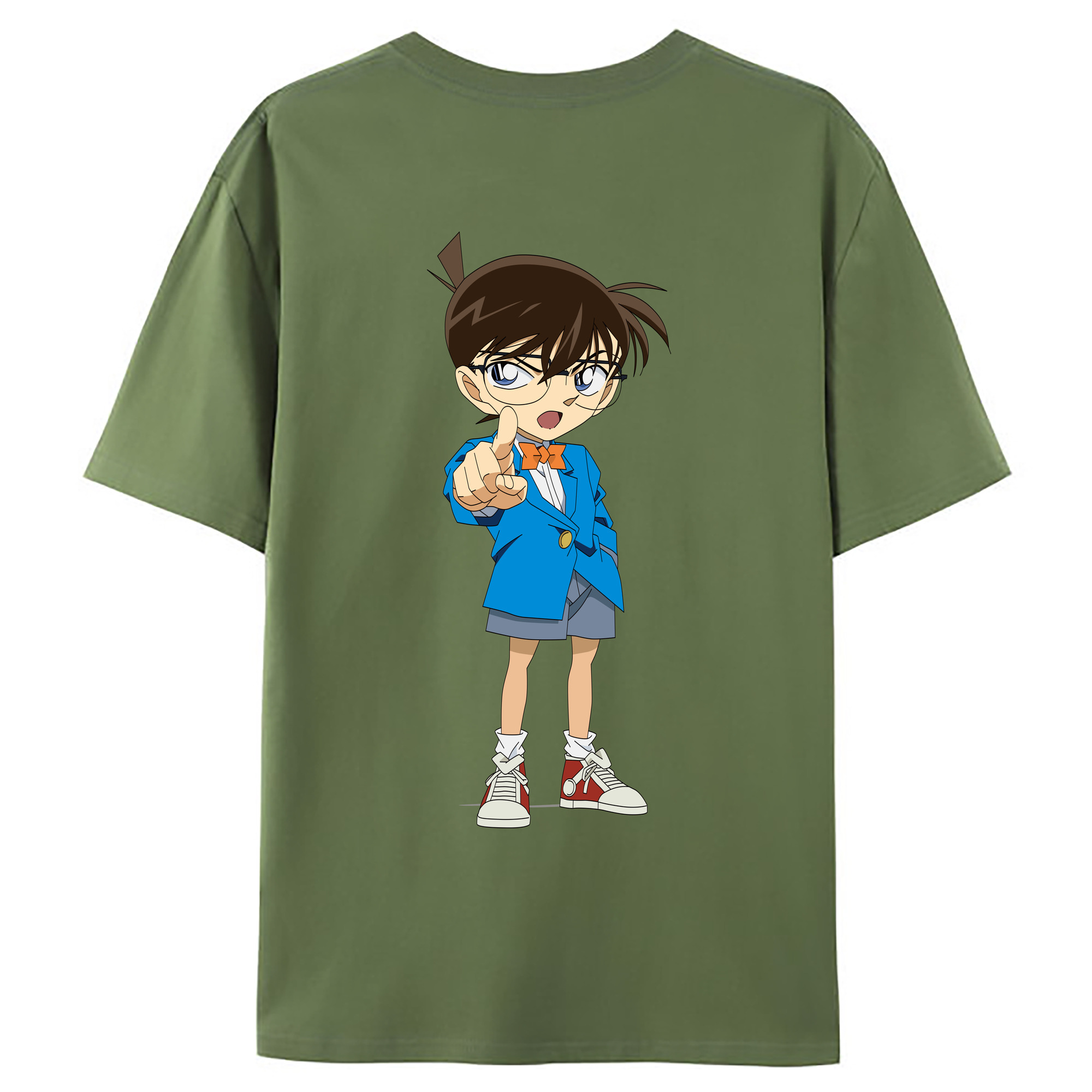 （画像用） 名探偵コナン 江戸川 コナン Detective Conan Conan Edogawa 綿100％ メンズ半袖Tシャツ（バックプリント） 通気性